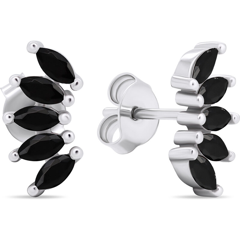 Brilio Silver Neprehliadnuteľné strieborné náušnice s čiernymi 66597116