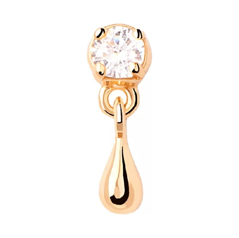 PDPAOLA Pôvabná pozlátená single náušnice so zirkónom Watter 66586514