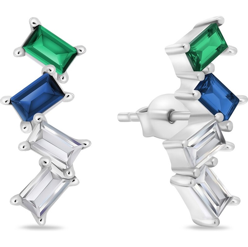 Brilio Silver Štýlové strieborné náušnice s farebnými zirkónmi 66591445