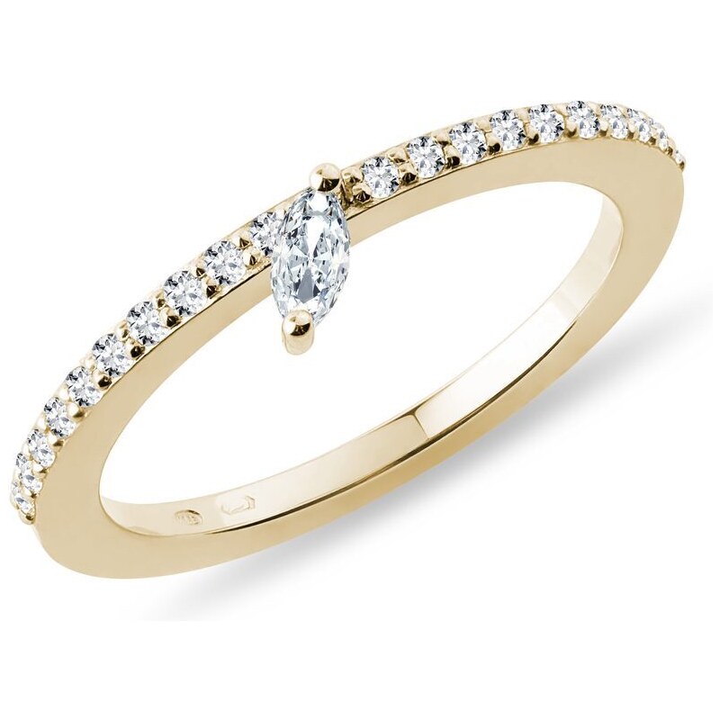 Prsteň zo zlata s briliantmi a diamantom markíza KLENOTA R0842203