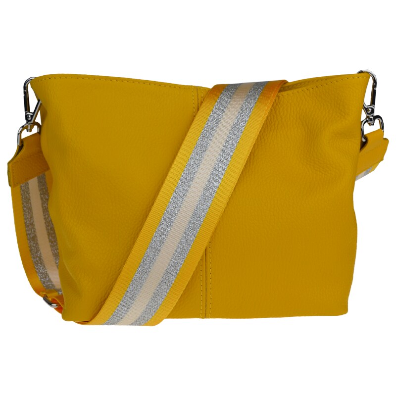 Žltá kožená talianska crossbody kabelka Batilda Gialla Chiaro s 50016112