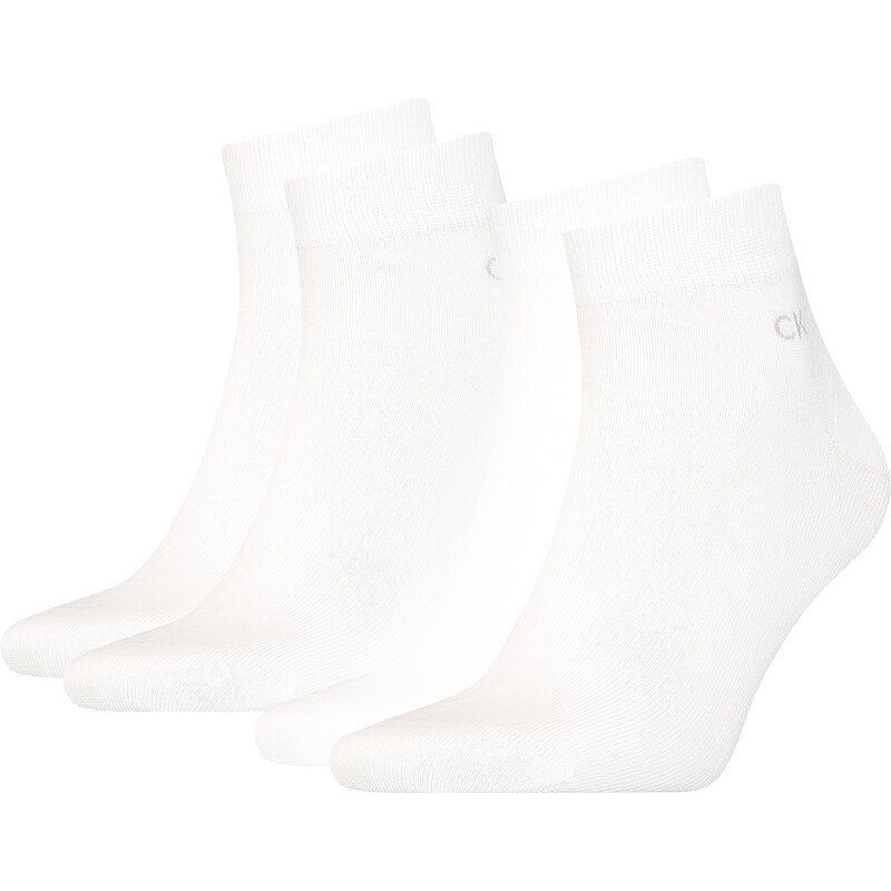 CALVIN KLEIN - pánske ponožky 2PACK quarter white logo CK 50017232