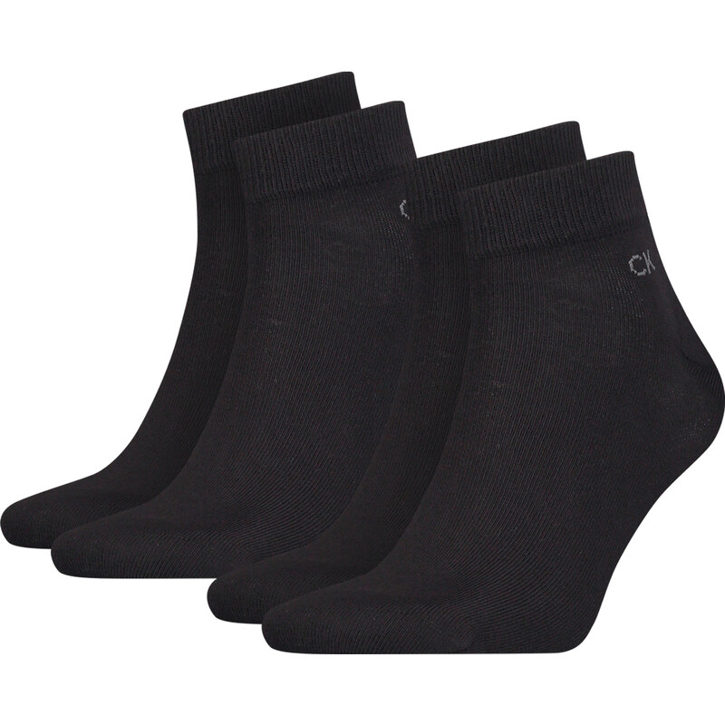 CALVIN KLEIN - pánske ponožky 2PACK quarter black logo CK 50017234