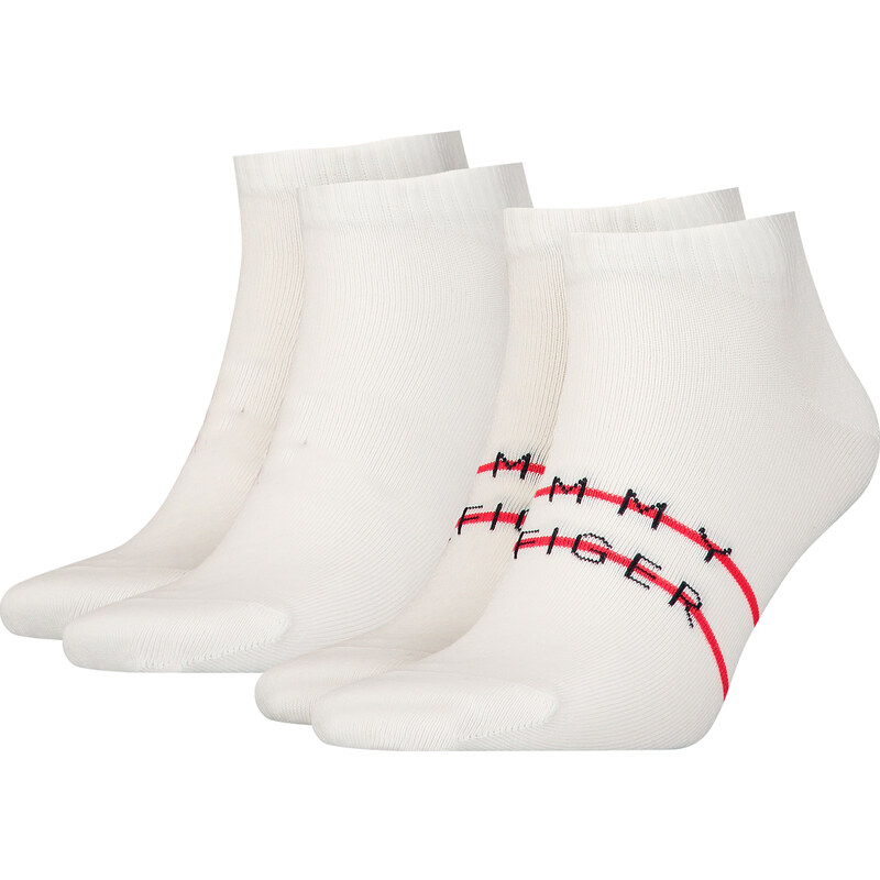 TOMMY HILFIGER - 2PACK Tommy stripe logo white členkové ponožky 50017237