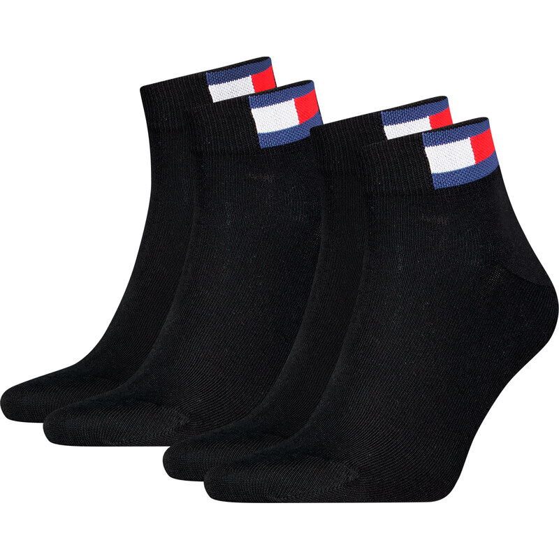 TOMMY HILFIGER - 2PACK Tommy jeans flag iconic black quarter ponožky 50017250