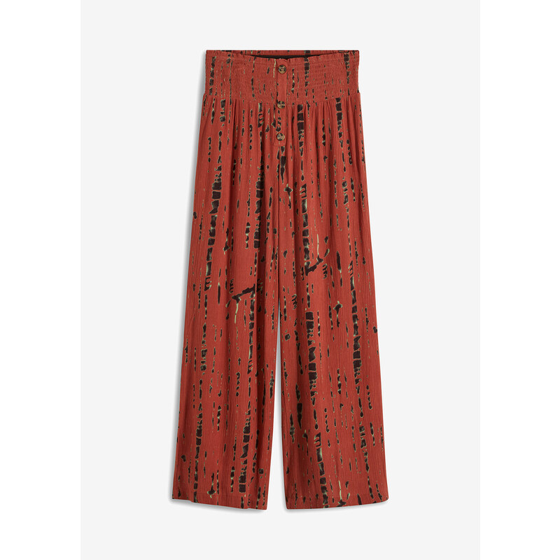 bonprix Palazzo nohavice s batikovaným vzorom, farba červená