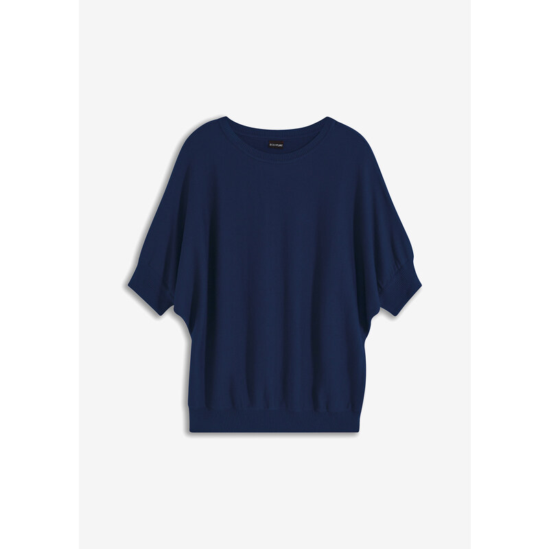 bonprix Jemne pletený pulóver z bavlneného mixu, farba modrá 44742576