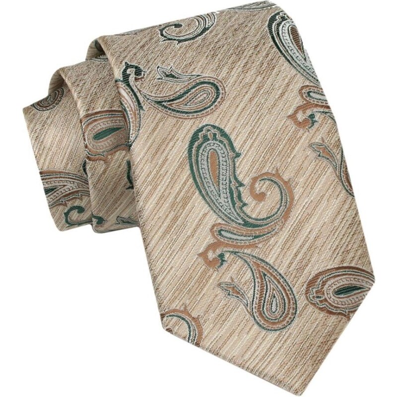 Béžová pánska kravata s trendy vzorom