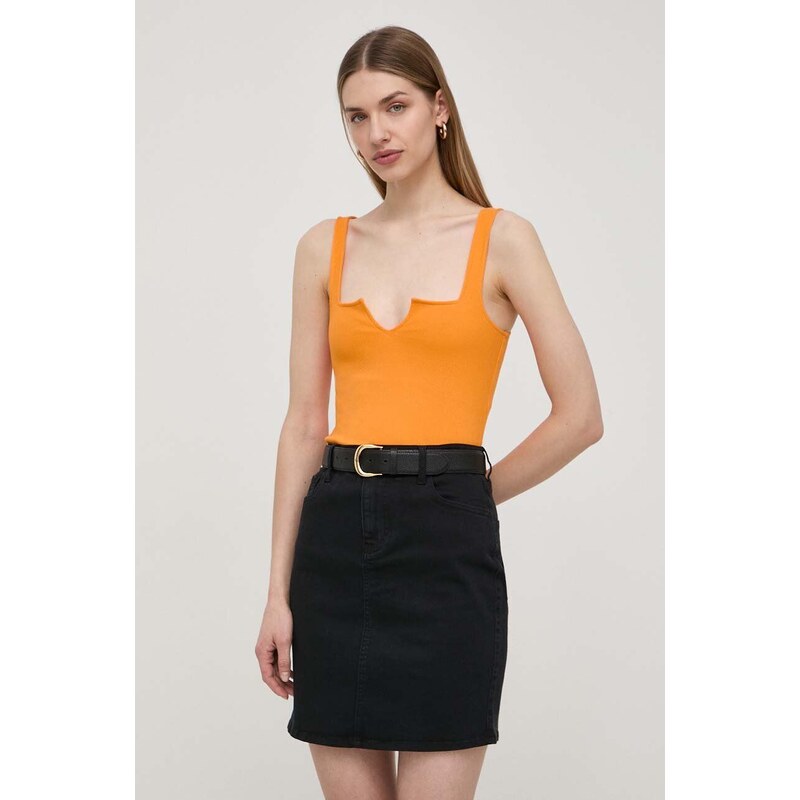 Rifľová sukňa Armani Exchange čierna farba, mini, rovný strih, 8NYN61 Y3TAZ NOS