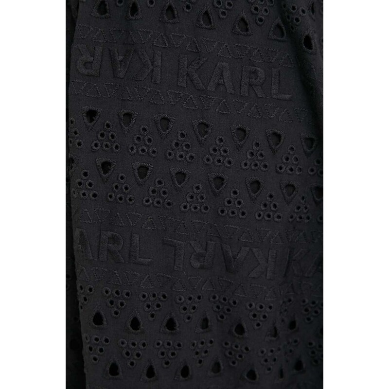 Bavlnená sukňa Karl Lagerfeld čierna farba, maxi, áčkový strih