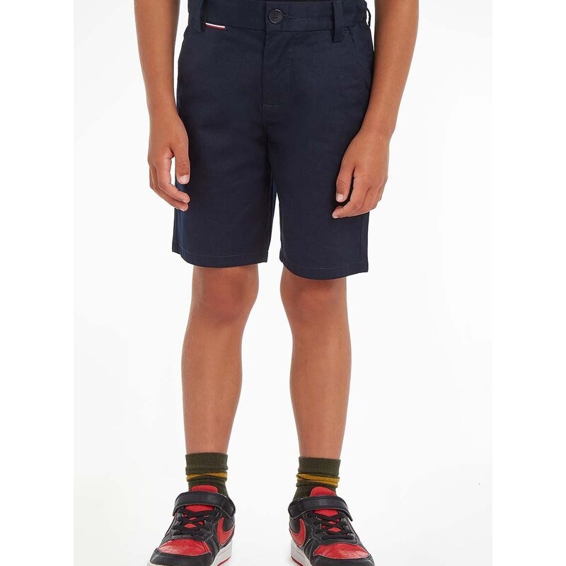 Detské krátke nohavice Tommy Hilfiger Tmavomodrá farba, nastaviteľný pás
