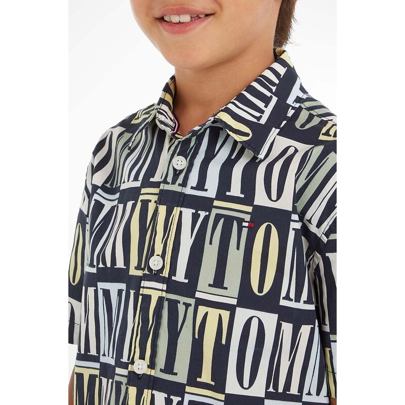 Detská košeľa Tommy Hilfiger tmavomodrá farba