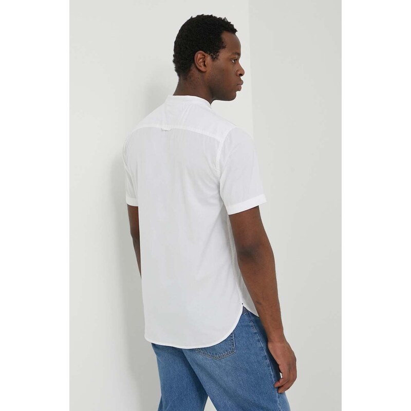 Bavlnená košeľa Tommy Hilfiger pánska, biela farba, regular, so stojačikom, MW0MW35275