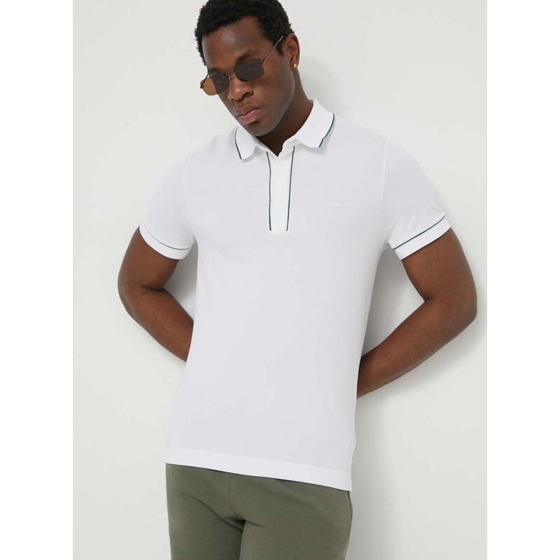 Polo tričko Lacoste pánsky, béžová farba, jednofarebný