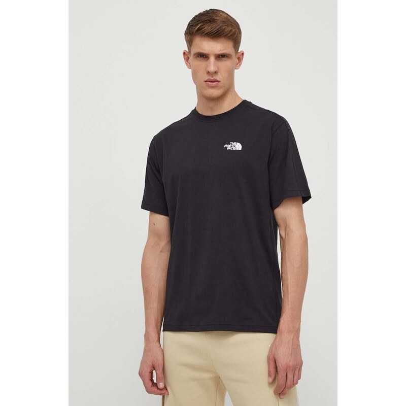 Bavlnené tričko The North Face pánske, čierna farba, s potlačou, NF0A880SJK31