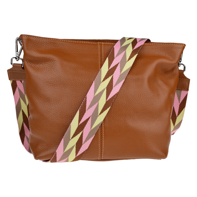 Camel kožená talianska crossbody kabelka Prisca Camel s prídavným 50044631