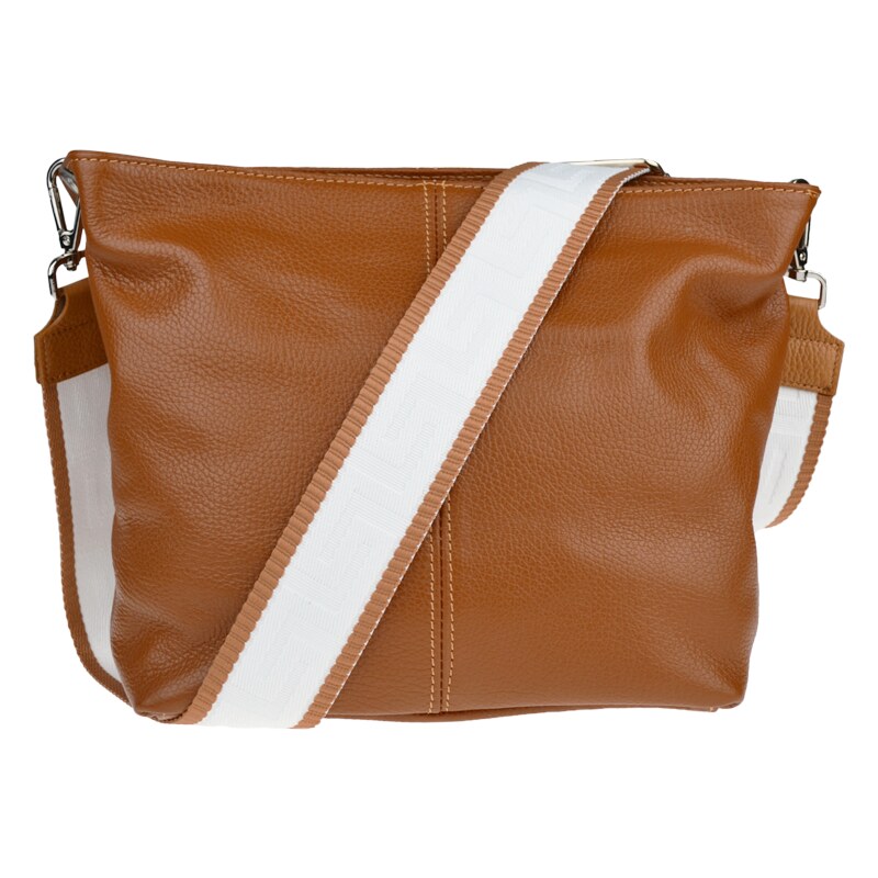 Camel kožená talianska crossbody kabelka Prisca Camel s prídavným 50044633