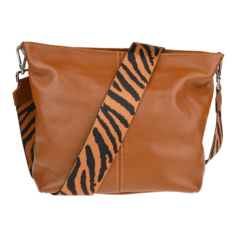 Camel kožená talianska crossbody kabelka Prisca Camel s prídavným 50044637