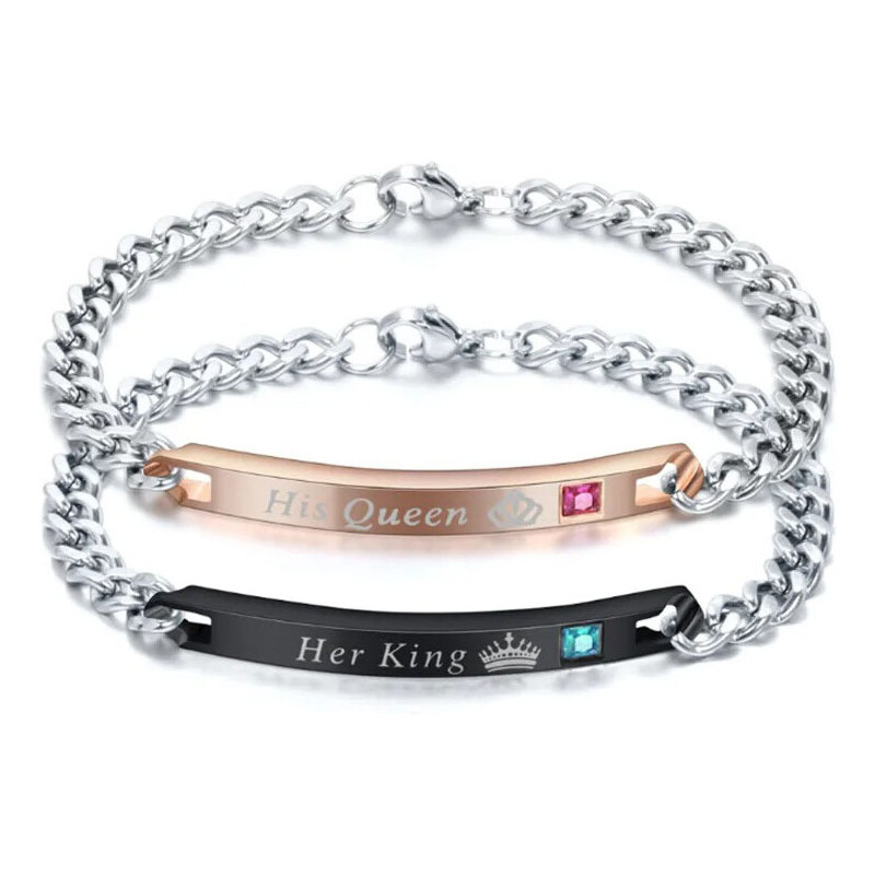 BudNej Náramky pre páry HER KING and HIS QUEEN MN3074 50066385