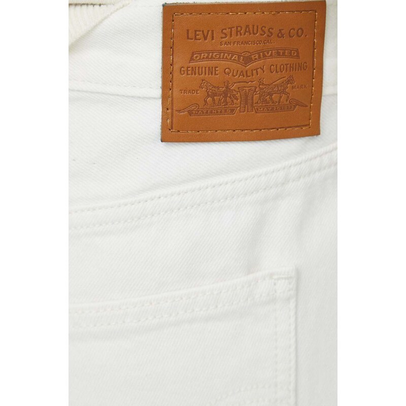 Rifľová sukňa Levi's biela farba, maxi, rovný strih
