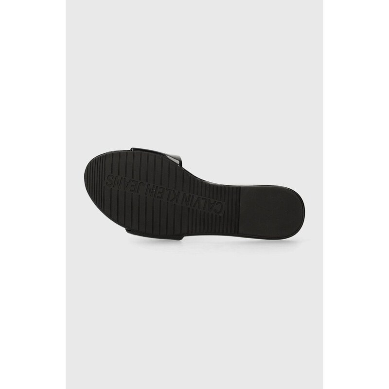 Šľapky Calvin Klein Jeans FLAT SANDAL SLIDE MG MET dámske, čierna farba, YW0YW01348,