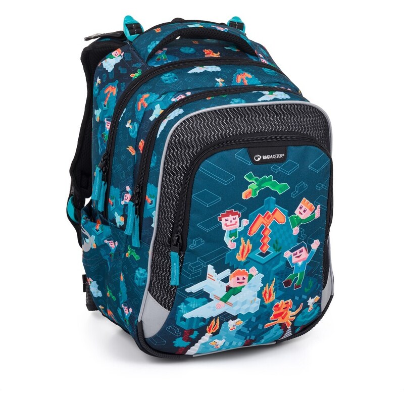 Bagmaster LUMI 24 E školský batoh – kockovaný svet 62195094