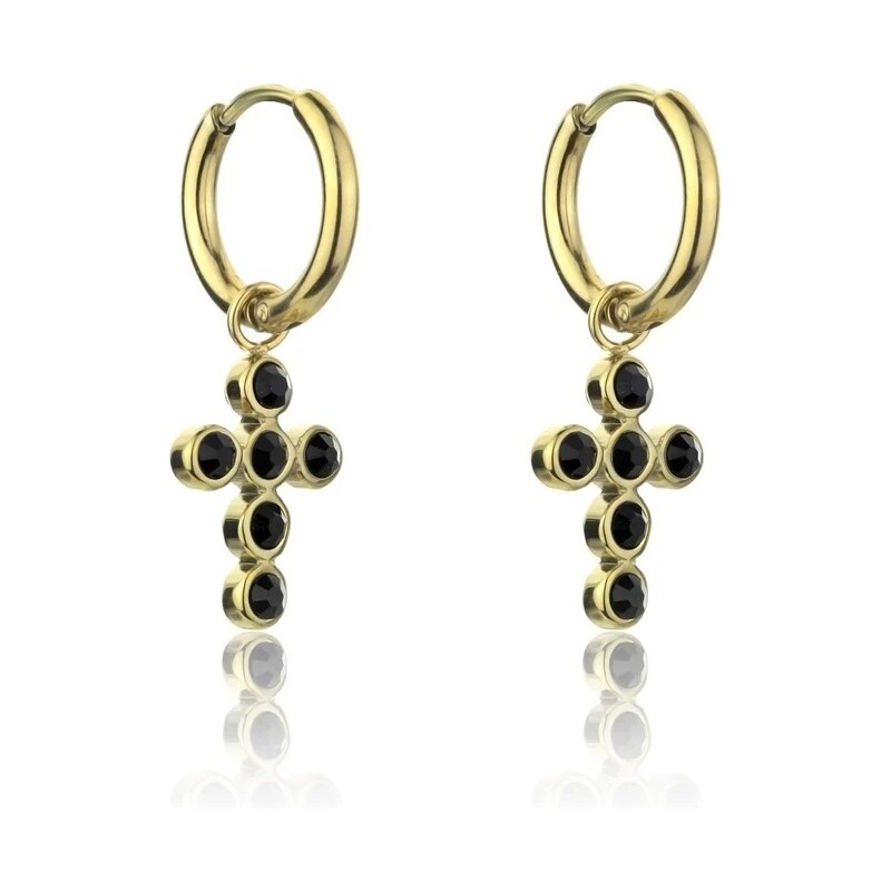 Marc Malone Pozlátené náušnice s krížikmi Avianna Black Earrings 66590347