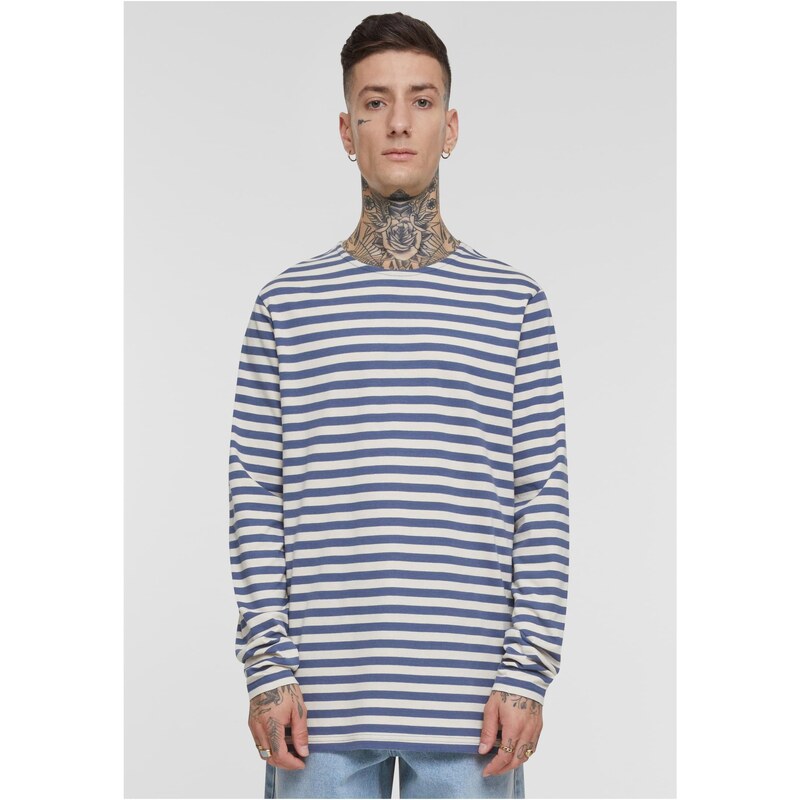 Urban Classics Mens T-shirt Regular Stripe LS - white/blue 50654966