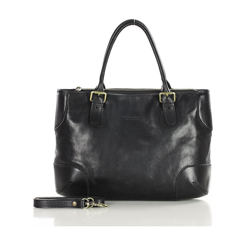 MARCO MAZZINI Klasická kožená kabelka do ruky | čierna 419c 50092060