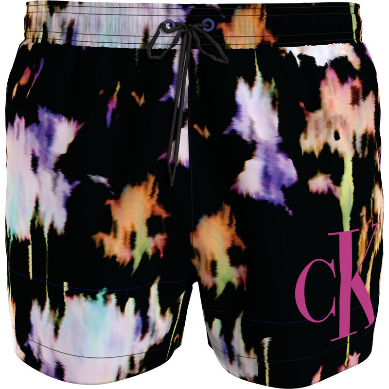 Pánske plavky SHORT DRAWSTRING KM0KM00968 0GJ čierne s farebným vzorom 50094226