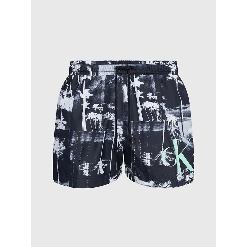 Pánske čierno-biele plavky s palmami KM0KM00968 0GL - Calvin Klein 50094245