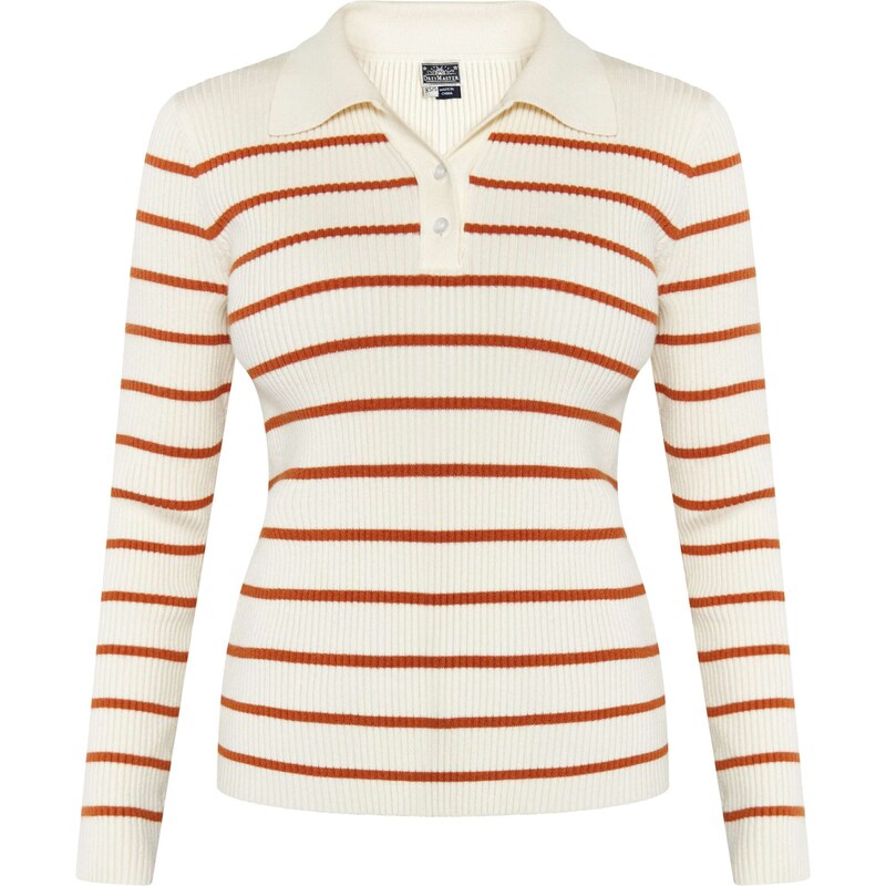 DreiMaster Maritim Sveter karamelová / biela ako vlna 54256008