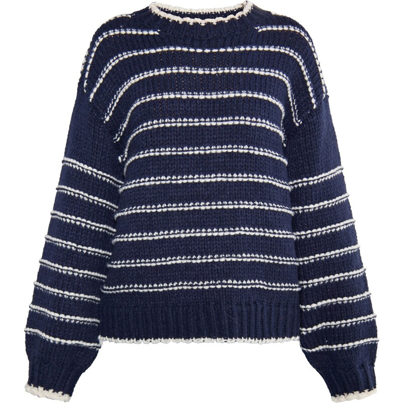 DreiMaster Maritim Sveter Grassland námornícka modrá / biela ako vlna 54263521