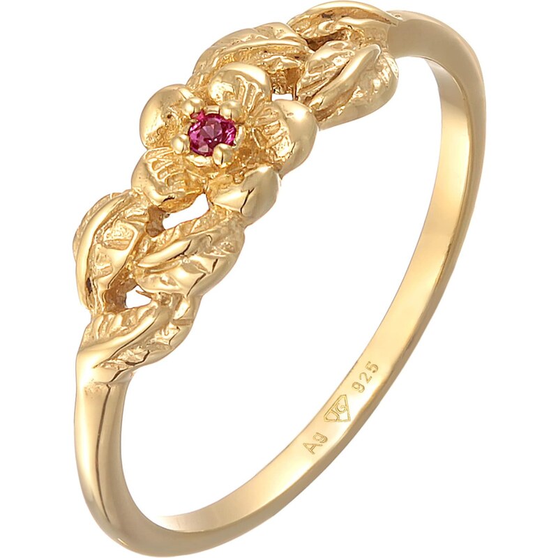 ELLI Prsteň Blume zlatá / krvavo červená 54269843