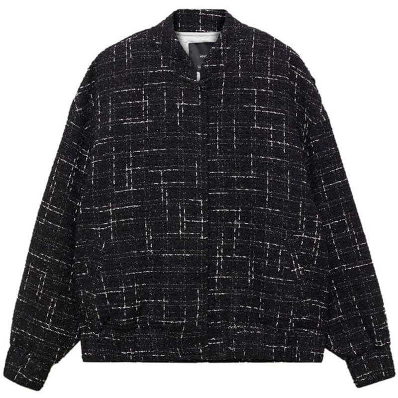 MANGO Prechodná bunda Dupla čierna / šedobiela 54273003