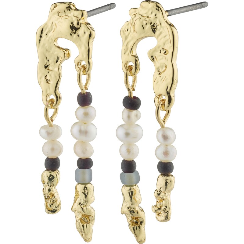 Pilgrim Náušnice Niya zlatá / kamenná / čierna / perlovo biela 54273816