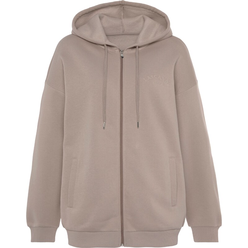 LASCANA Tepláková bunda béžová melírovaná 58393444