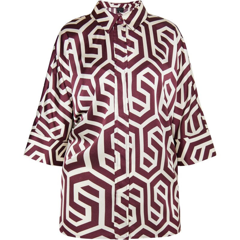 DreiMaster Klassik Blúzka burgundská / biela ako vlna 54280025