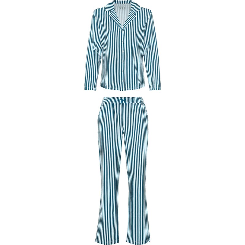 VIVANCE Pyžamo Dreams tmavozelená / biela 54284131