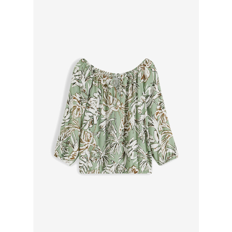 bonprix Tuniková blúzka, potlačená, z padavej viskózy, farba modrá 50102225