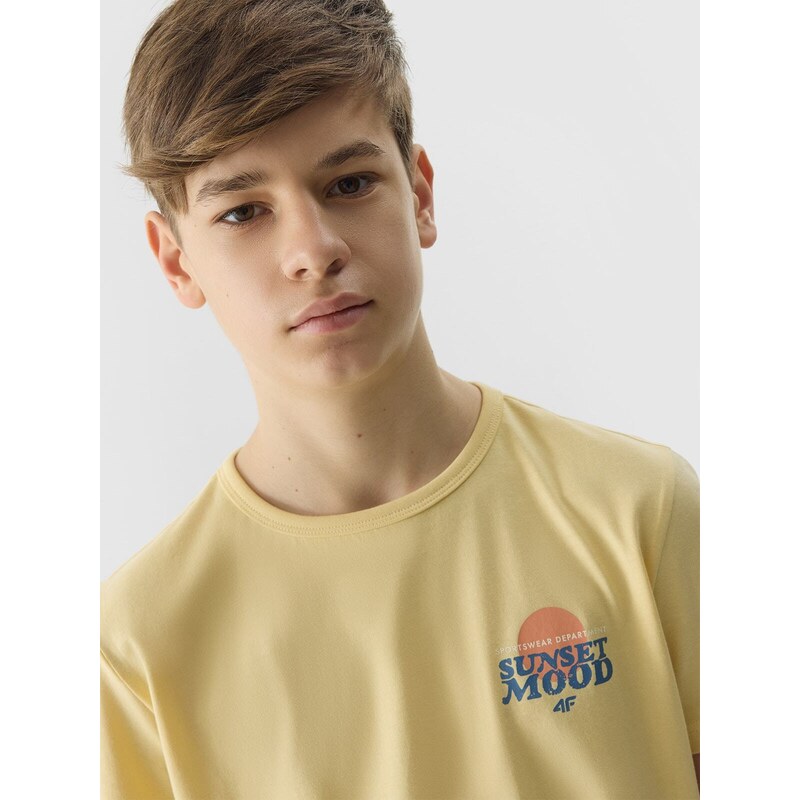 4F Chlapčenské regular tričko s potlačou - žlté