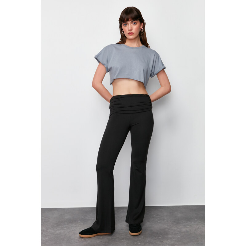 Trendyol Black Soft Fabric Waist Detailed Flare / Flare Leg Trousers 50673257