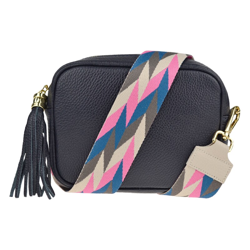 Modrá kožená talianska crossbody kabelka Bala Blu Scura s prídavným 50122754