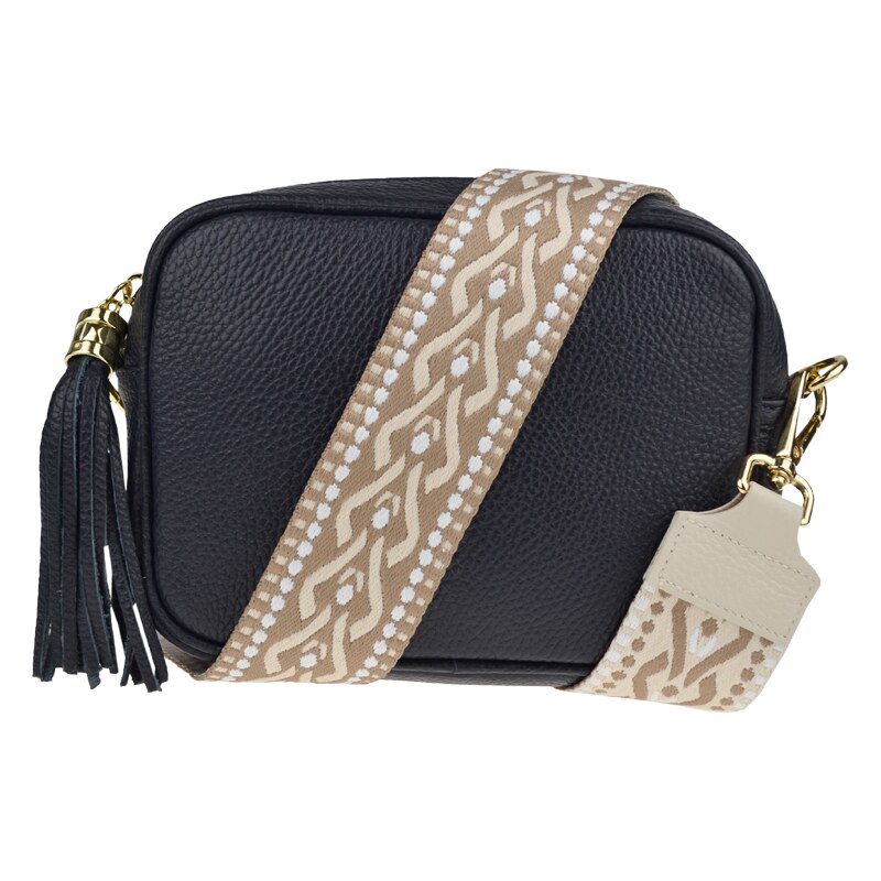 Modrá kožená talianska crossbody kabelka Bala Blu Scura s prídavným 50122755