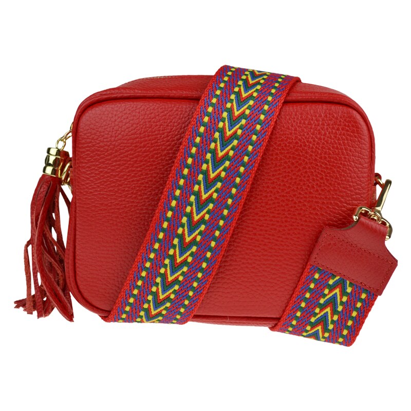 Červená kožená talianska crossbody kabelka Bala Rossa Corallo s 50122756