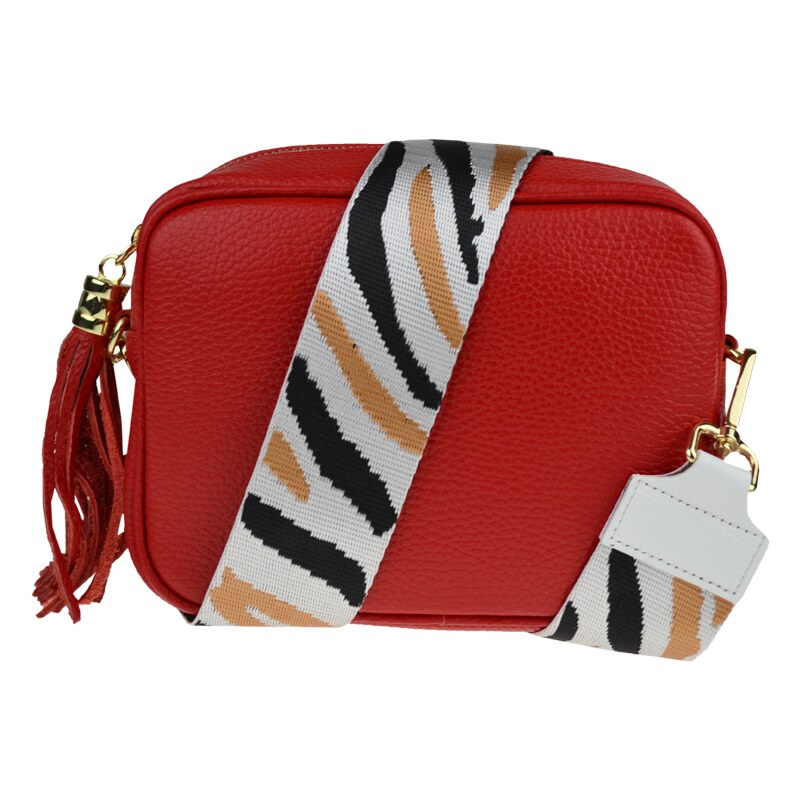Červená kožená talianska crossbody kabelka Bala Rossa Corallo s 50122760
