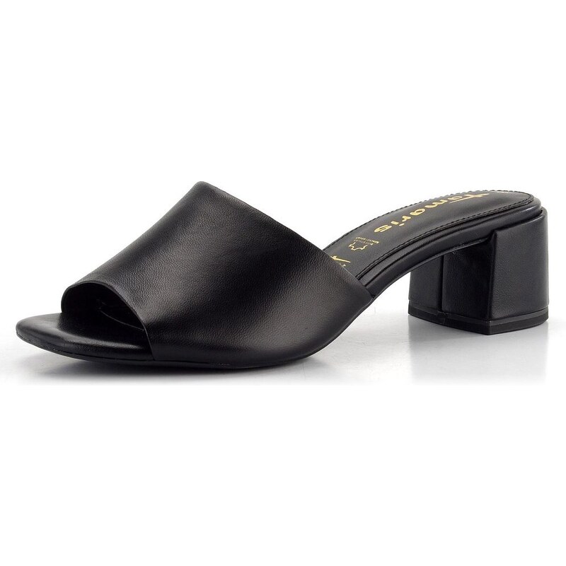 Tamaris kožené šľapky na podpätku Black 1-27204-42 68773522