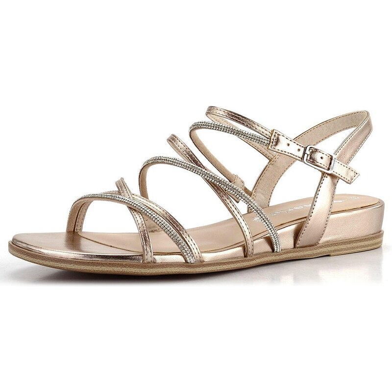 Tamaris metalické pásikové sandále Light Gold 1-28103-42 50120884