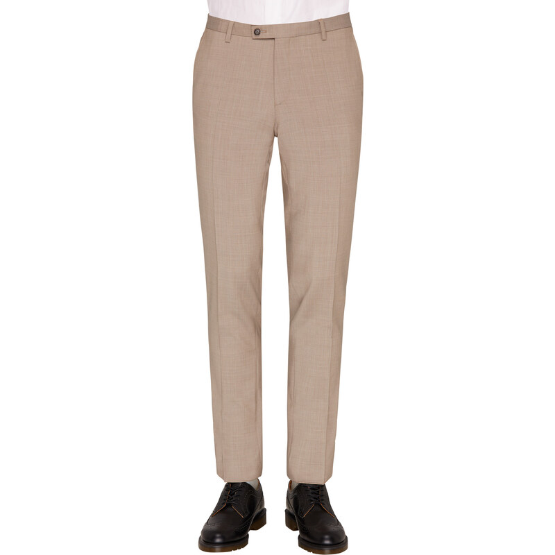 Pánske béžové vlnené oblekové nohavice CLUB OF GENTS slim fit 50124171