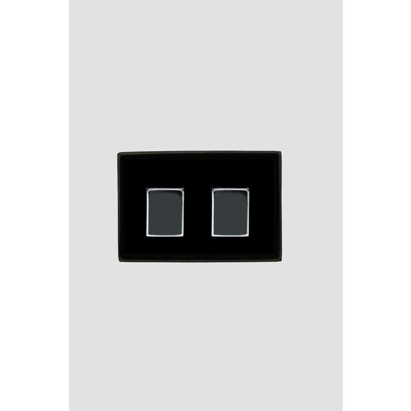 ALTINYILDIZ CLASSICS Pánske čierne kovové manžetové gombíky s darčekovou krabičkou